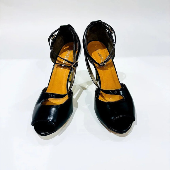 VERONA Black faux  leather sandals - Picture 2 of 7